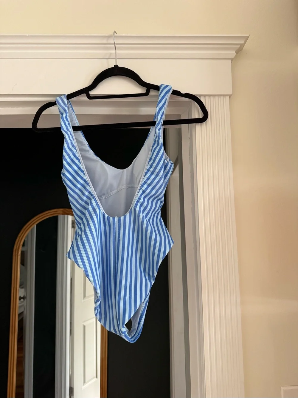 Dippin’ Daisys Margo Belted One-Piece Swimsuit Blue Stripe | Size XS
